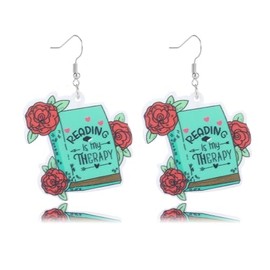 QLUYCKW Teacher Earrings for Women Funny Flower Book Lightweiht Colorful Back to School Earrings Teachers Appreciation Day Jewelry (Rose)