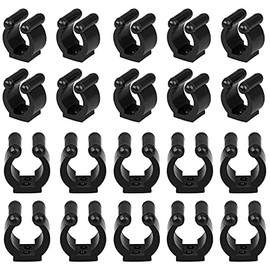 MGGi 20Pcs Wall Mounted Fishing Pole Rod Holder Clips Rubber,Billiards Snooker Cue Locating Clip Holder Regular Fishing Rod Storage Clips Black for Pool Cue Racks or Fishing Rod Storage Rack - Black