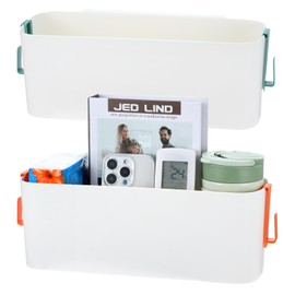 JOUTYFOR 2 Pcs Bedside Storage Organizer Bedside Caddy Hanging Organizer Bunk Bed Bedside Shelf Holder Pocket for College Dorm Room Baby Bed Rails (White)