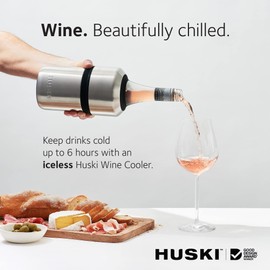 Huski Wine Chiller | Award Winning Iceless Design | Keeps Wine Cold up to 6 Hours | Wine Accessory | Next Generation Ice Bucket | Fits Some Champagne Bottles | Perfect Gift for Wine Lover (Stone Grey)