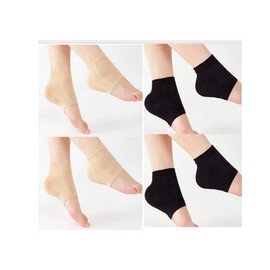 Hydra Fersensocken, Feuchtigkeitsspendende Socken Mit Silikon, Für Trockene Und Rissige Fersen, Ideal Für Nachtpflege Und Tägliche Verwendung, 4 Paar In Hautfarbe Und Schwarz