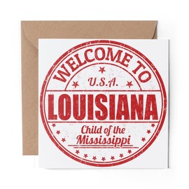 1 x Greeting Card Welcome To Louisiana Mississippi USA - Blank Birthday Celebration Anniversary #5996