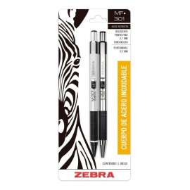 Juego De Pluma Y Lapicero M/f 301 Zebra Punto Fino 2 Piezas. Color de la tinta Negro Color del exterior Acero inoxidable