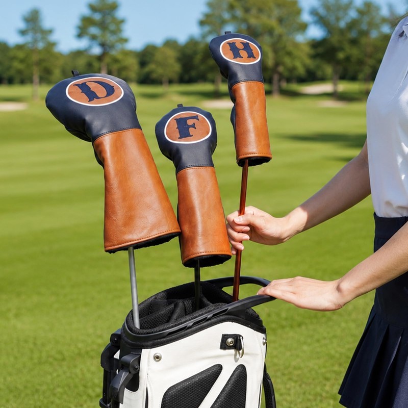 LZFAN Golf Headcovers Set of 3, Brown Classic Golf Club