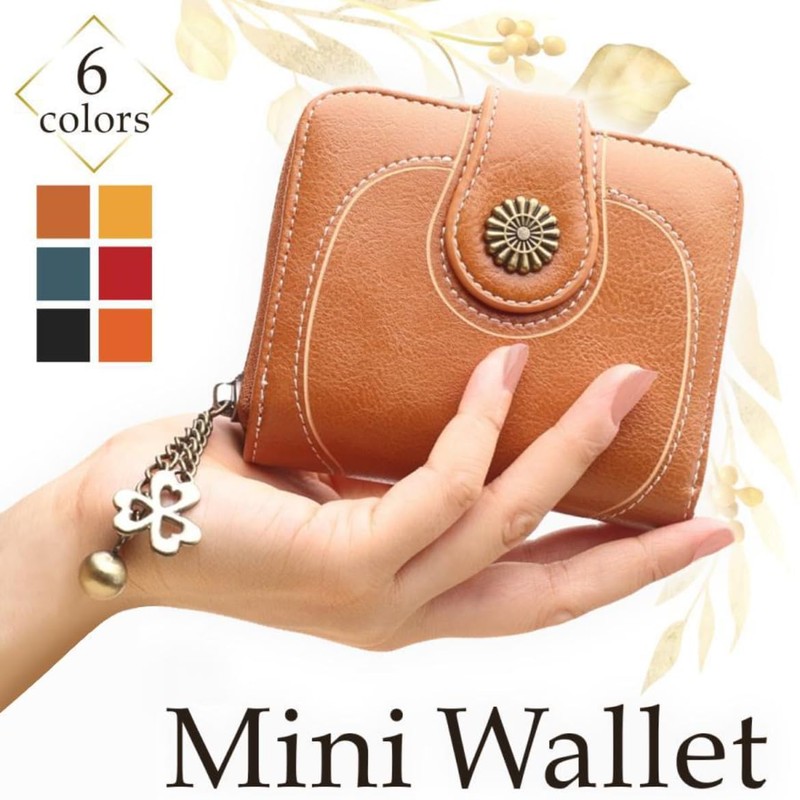 Round Sheep fas11 Mini Wallet, Bifold Ladies, Compact, Leather, Present,