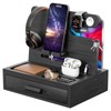 melafa365 Bamboo Nightstand Organizer for Men, Phone Docking Station with