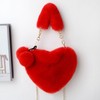 Women Heart Shape Handbag Cute Fluffy Party Evening Clutch Fuzzy