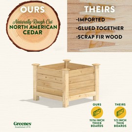Greenes Fence Original Cedar Elevated Planter, 24" x 24" x 21" - Made in USA with North American Cedar