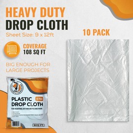 JLS Home & Hardware (10 Pack Plastic Drop Cloth 9x12 Feet