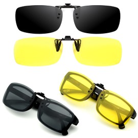 CREYESTAL Polarised Sunglasses Attachment Glasses, Sunglasses Clip, Liftable and Ultralight, Men, Women, 100% UV400, Black Glasses