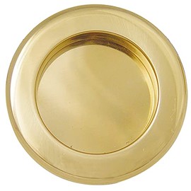 Emtek 2211 2-1/2 Inch Diameter Round Flush Door Pull, Polished Brass