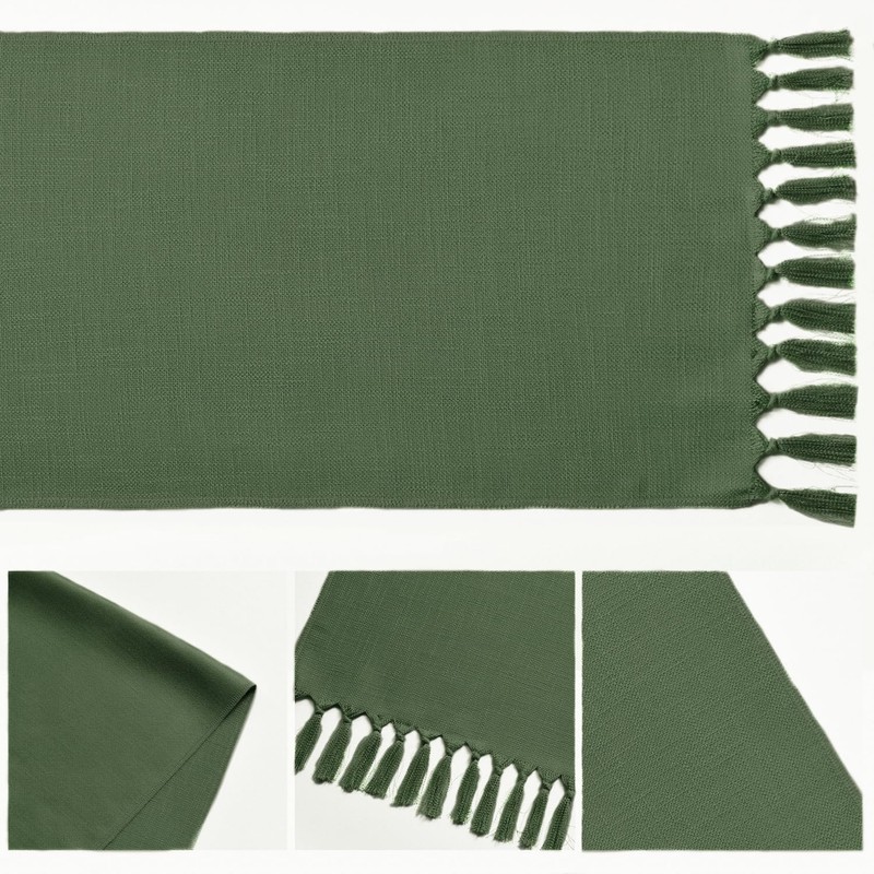 Artoid Mode Dark Green Boho Rural Rustic Farmhouse Tassel Table
