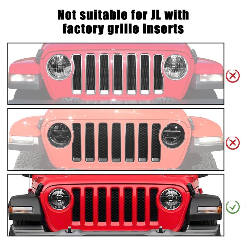 JeCar Front Grill Inserts & Headlight Cover Kit Compatible with