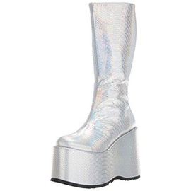 Ellie Shoes Women's 500-AMARA Boot, silver hologram, 8 M US