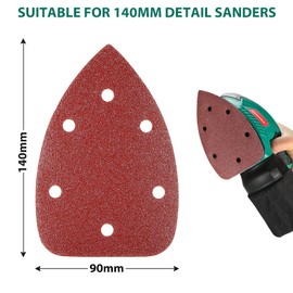 HYCHIKA 60PCS Sanding Pads, 6 Holes Hook and Loop 60/80/100/120/180/240 Grits Mouse Sander Pads for HYCHIKA Mouse Sander and 140mm Detail Sanders