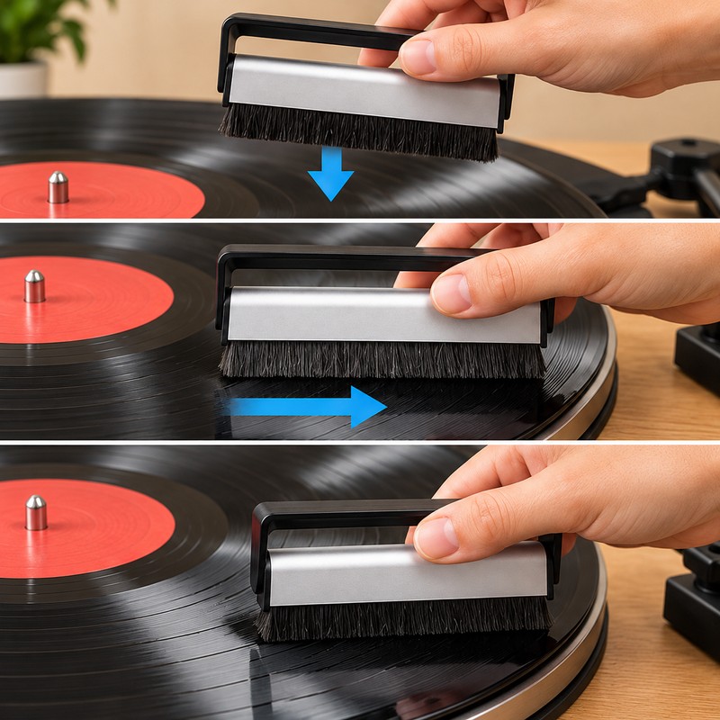 Carbon Fiber Vinyl Record Cleaning Brush for Turntables – Compact