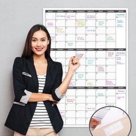 BooQool Large Dry Erase Calendar for Wall,3 Month Vertical Wall Calendar, Blank Reusa...
