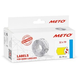 Meto Price Gun Labels (32 x 19 mm, 2 Lines, 5,000 Pieces, Fluorine Yellow, Permanent, Price Labels for Meto, Contact, Sato, Avery, Tovel, Samark, etc.)