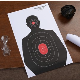 50 Pack Paper Shooting Targets 14x22 Inch -Large Silhouette Target with Red Bullseye for Gun Range, Hunting Practice - Bulk Pistol & Rifle Targets for Handguns, Airguns, Pellet/BB Guns