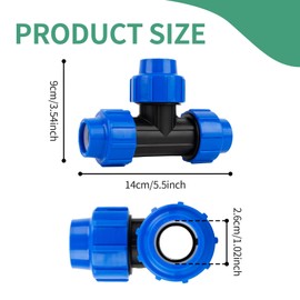 Wzzy Gurden PE pipe 25 mm screw connection PP fitting T-piece: pipe connector for changing direction of the installation pipe, quick and easy connection technology