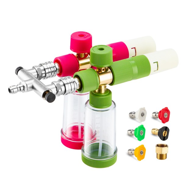 REALYOU Foam Cannon Dual-Connector Accessory, Pressure Washer Double Tip Attachment,