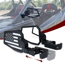 Aluminum UTV Side Mirrors Fits 1.75"-2" Roll Cage Bar America USA Flag Pattern Side Rear View Mirror for Polaris RZR XP Turbo Can-Am Maverick X3 Yamaha Talon Kawasaki Pioneer