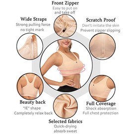 DODOING Zip Front Sports Bra Post Surgery Bra Yoga Bra Workout Fitness Activewear Racerback Padded Bras for Women