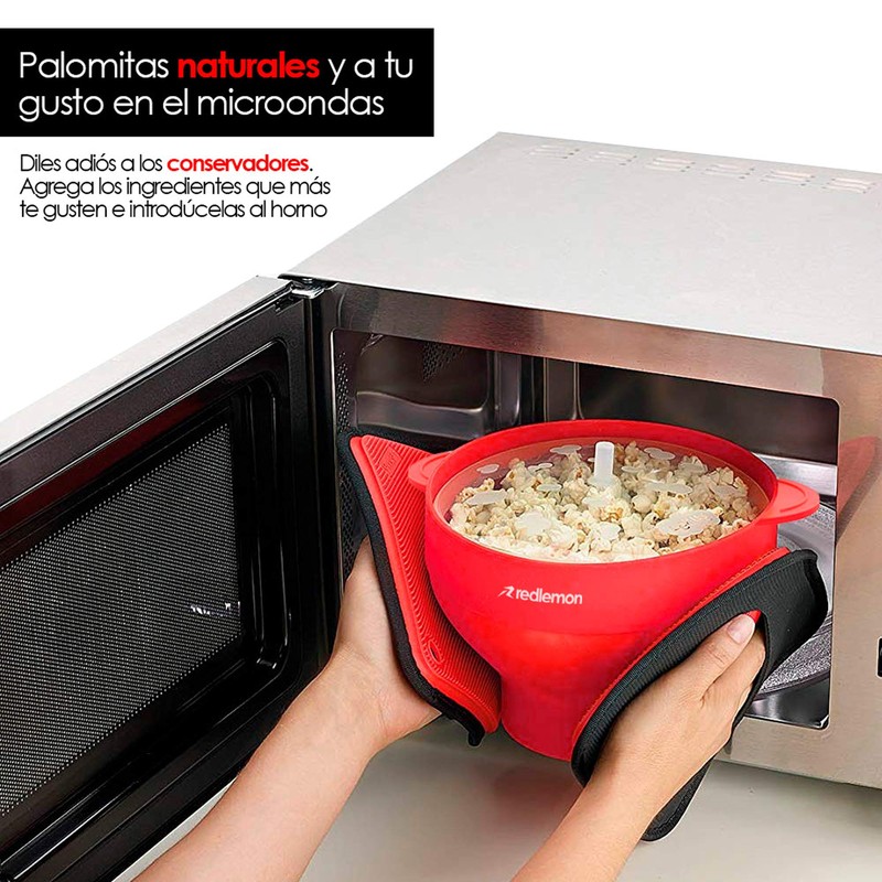 Redlemon Palomera para Microondas de Silicón, Palomitas Sin Utilizar Aceite,