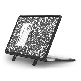 MOSISO Compatible with MacBook Air 13 inch Case 2025 2024 2023 2022 M3 A3113 M2 A2681, Composition Book Shockproof Hard Shell Case Cover with Fold Kickstand for MacBook Air 13.6 inch Case, Black