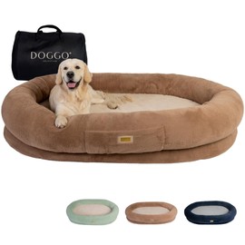 DOGGO Selection – Premium Human Dog Bed for Adults – Memory-Foam Lounger for Adults, Kids & Pets | Oversized Adult Dog Bed for Humans & Kids | Cozy Nap Couch for Relaxing, Reading & Gaming (Brown)