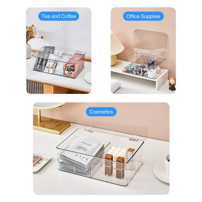 DearCal Tea Storage Boxes- Plastic Transparent Tea box with 8