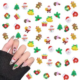 Nail Parts, Christmas, Set of 100, 3D, Cute, Santa, Snowman, Bells, Christmas Tree, Reindeer, Stylish, Colorful, Christmas Parts, Nail Art, Deco Parts, Jewelry Parts, Resin, Accessory Parts, DIY Craft