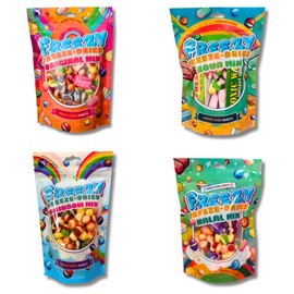 Freezy Freeze Dried - 120 gm each Flavourful & Colourful Sweet Candy, Skittles, Sour American Crunchy Variety Party Pack of RainBow Mix, Halal Mix, Soul Mix & Original Mix (Pack of 4)