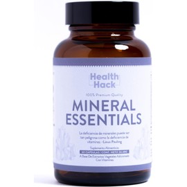 Health Hack Mineral Essentials | Suplemento de Minerales Esenciales | Con Glicinato de Magnesio, Calcio, Potasio, Zinc, Hierro, Cobre, Cromo, Yodo y Selenio | Refuerza tu Salud y Bienestar