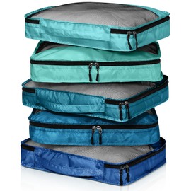 Bulyoou 5 Pcs Packing Cubes for Suitcase Large Travel Cubes Carry on Luggage Organizer Bags for Clothes Accessories(L,Blue)
