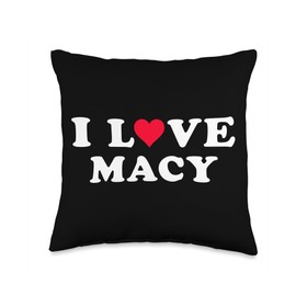 I Love Macy Shirt For Girlfriend Boyfriend I Love Matching Girlfriend & Boyfriend Macy Name Throw Pillow, 16x16, Multicolor