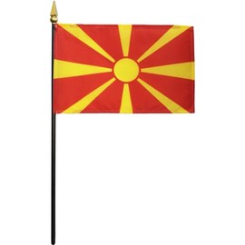 North Macedonia - 4 in x 6 in World Stick Flag