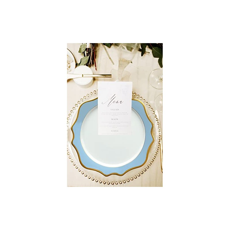 Decor Essentials Ceramic Scalloped Edge Gold Rimmed Charger Plate Dinnerware