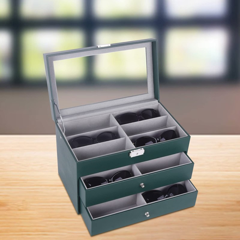 AUTOARK Leather 18 Piece Eyeglasses Storage and Sunglass Glasses Display