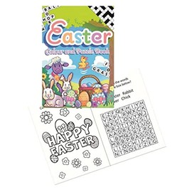 Anila's Complete Easter Themed 12 Party Bags, Fillers & Favours - 12 Mini Easter Colour & Puzzle Books. (Ideal for Children Aged 3-8)