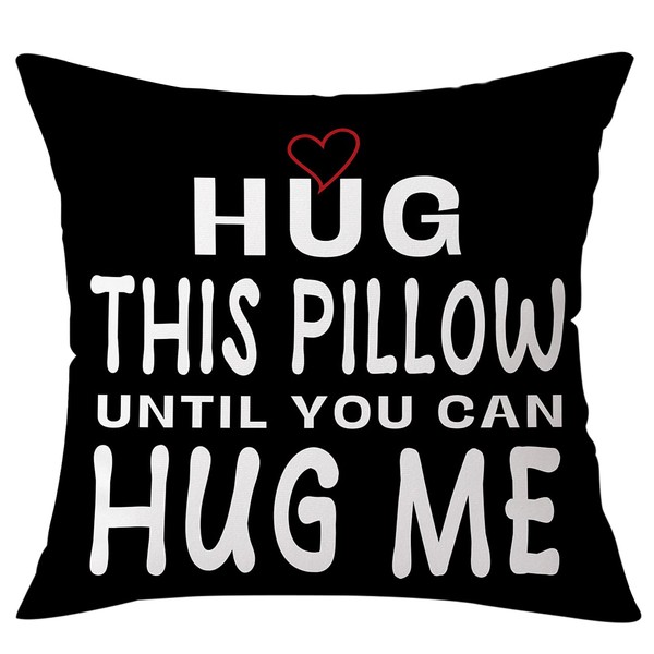 OTOSTAR Black Throw Pillow Covers 18x18 Inch Hug This Pillow
