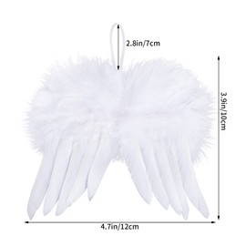 12pcs Angel Feather Wings Ornament for Crafts Mini Angel Wings Christmas Tree Decor Hanging Vintage Chic Pendant for Xmas Holiday Party Decorations DIY Gifts Wedding (4.7 x 3.9 Inch, White)