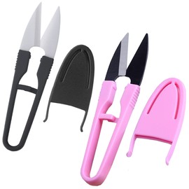 HAMILO Ceramic Blade Thread Cutting Scissors, Sewing with Cap, Crafts, Set of 2