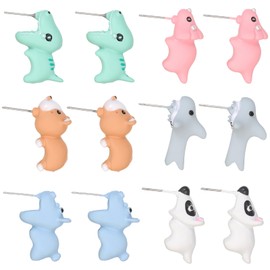 DMZK 6Pairs Cute Animal Bite Earring, Women's Earrings 3D Animals Earrings for Women Girls Party, Cartoon Clay Earrings for Party, Holiday, HalloweenTheme