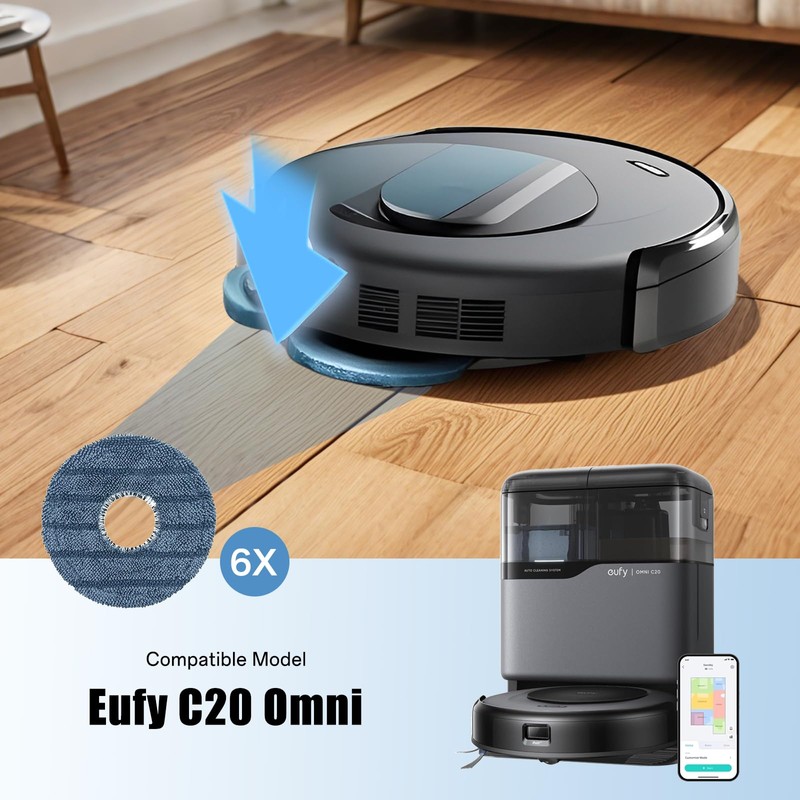 Loszaral 6-Pack C20 Mop Pads Compatible with Eufy Robot Vacuum
