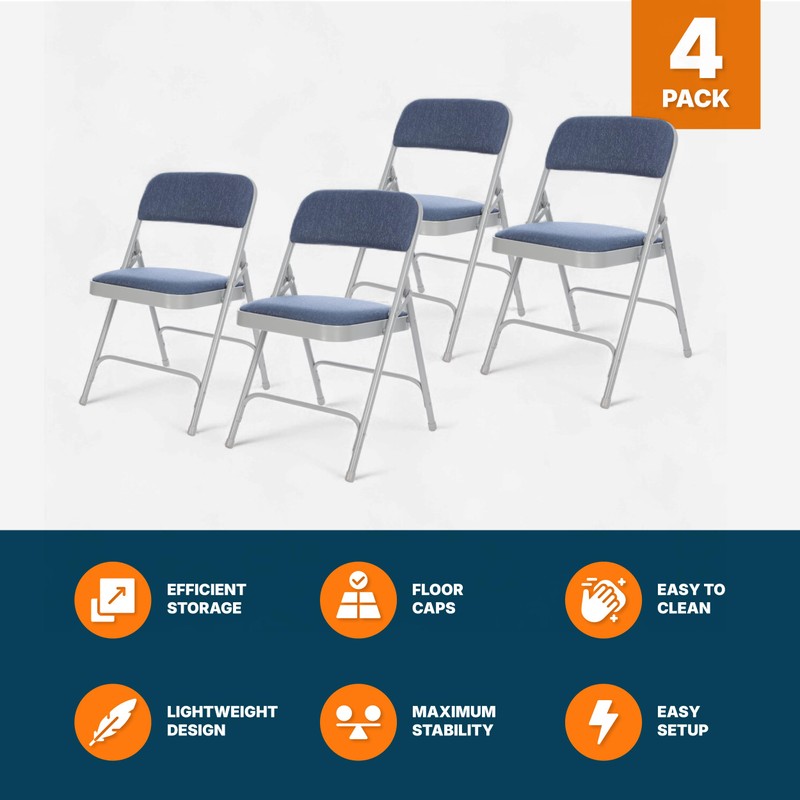 OEF Furnishings OEF2200 Series Heavy-Duty Premium Fabric Padded Upholstery Double-Hinged