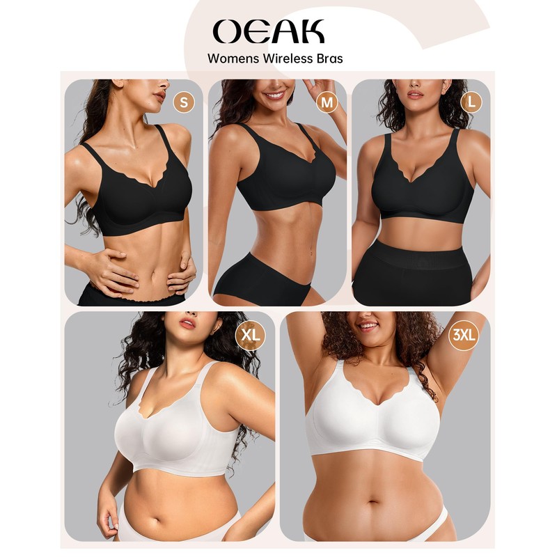 OEAK Womens Comfortable Wireless Bras Push Up Seamless Bralettes Soft
