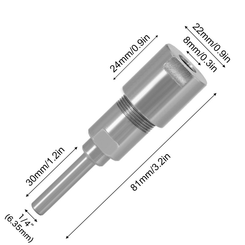 1/4'' to 8mm Shank Router Bit Extension Rod Collet Engraving