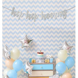 Inkdotpot Hip Hip Hooray Metallic Silver Banner For Baby Shower Wedding Bridal Shower Birthday Party Supplies Cursive Bunting Flags Wall Décor
