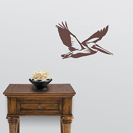 Express Yourself Flying Pelican Wall Decal (Brown - Facing as Shown - Small) - Bird Collection